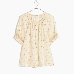 NWT Madewell Smocked Button-Up Top